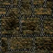 Fabric swatch with grid pattern in brown and beige, featuring white lines and a woven texture, labeled “swan > fabric (h) > h 639”.